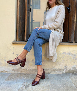 Mary Janes à talons rouge bordeaux