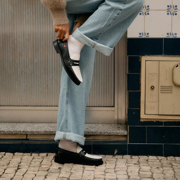 mocassins vegan noir et blanc