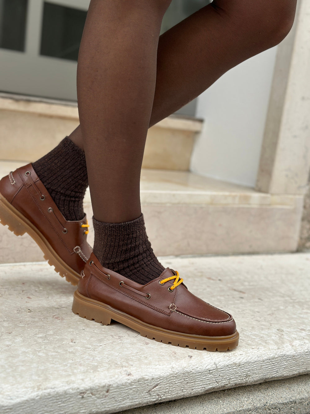 Mocassins bateau vegan Preppy marron