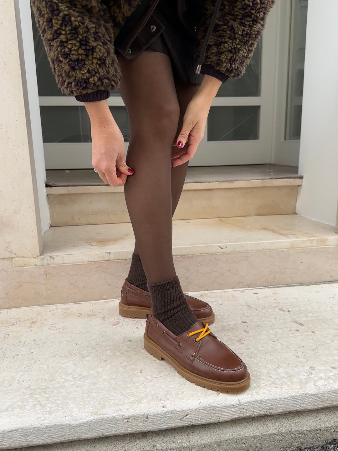 Mocassins bateau vegan Preppy marron
