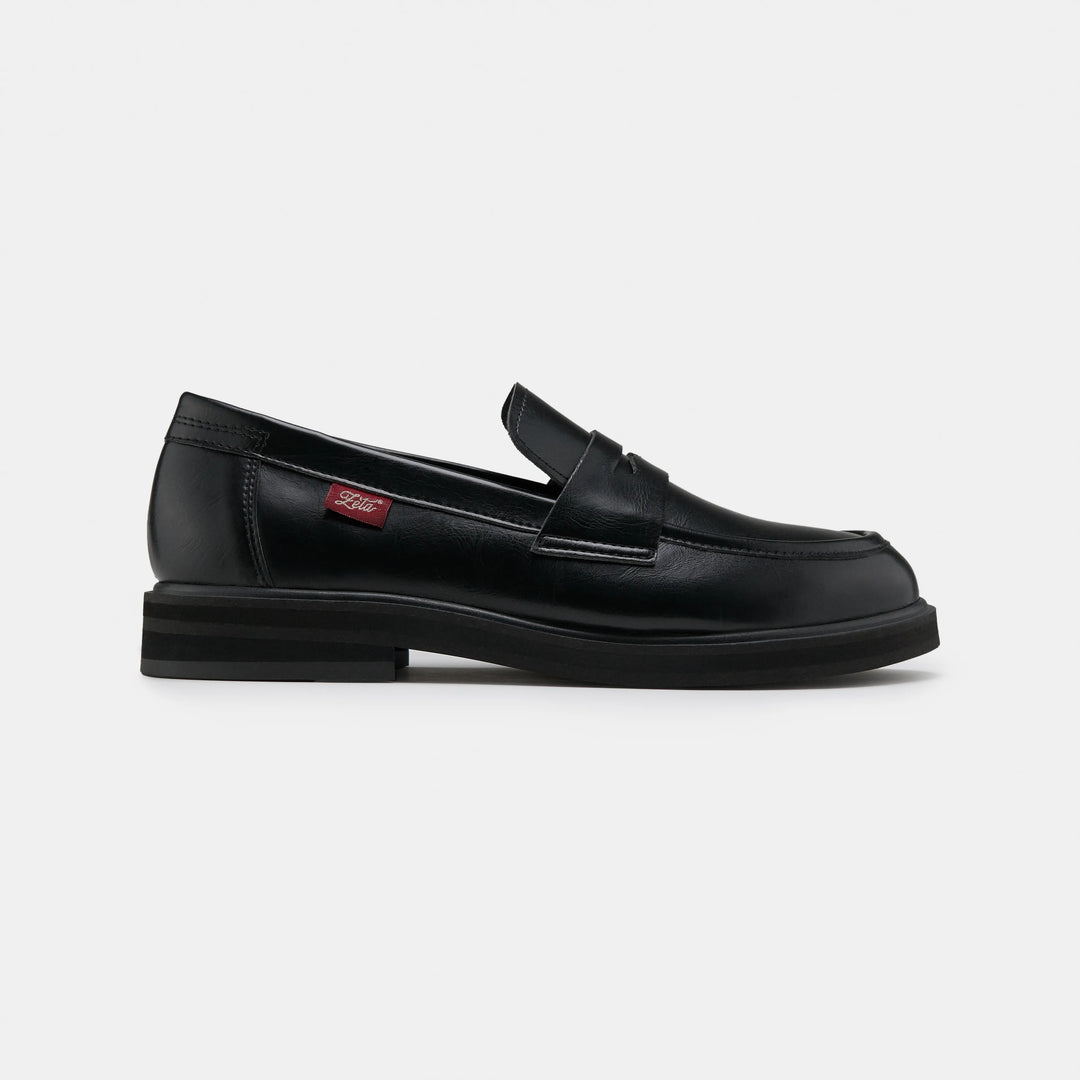 mocassins en cuir vegan noir