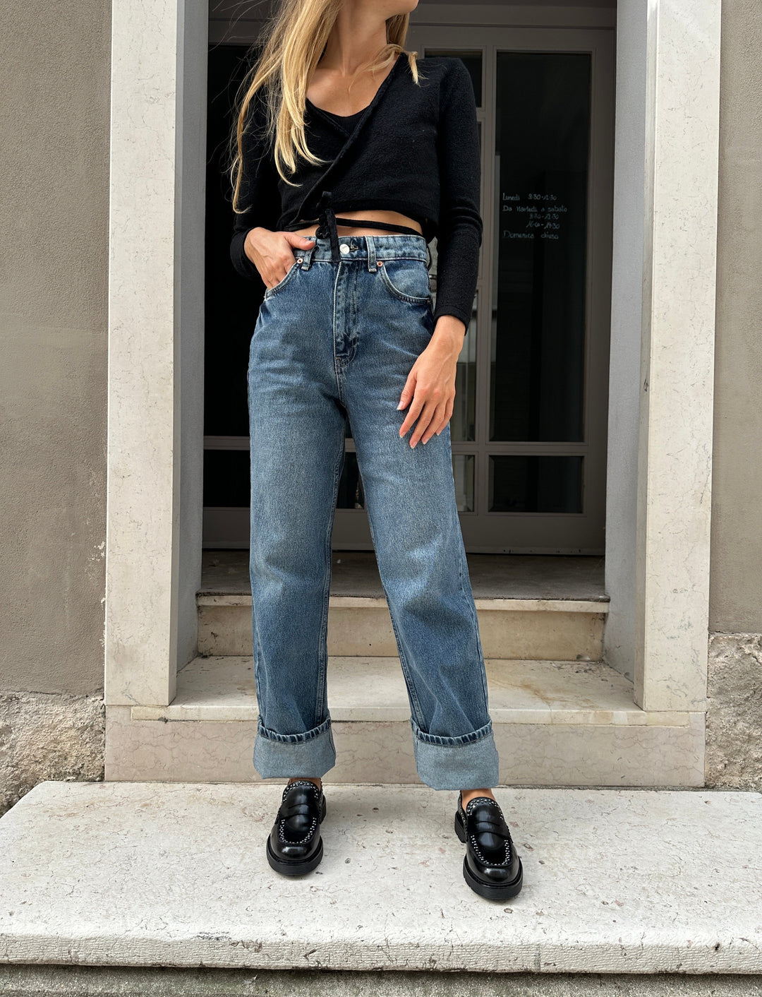 Mocassins noir à clous pour femme 