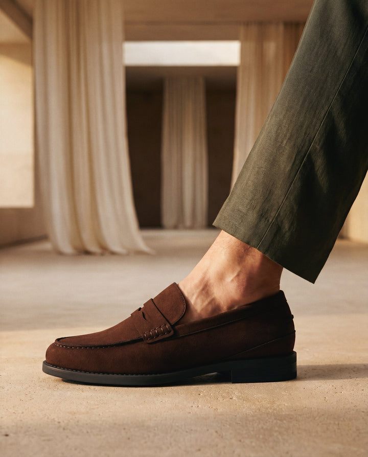 LEVI Brown vegan penny loafer pair — men&