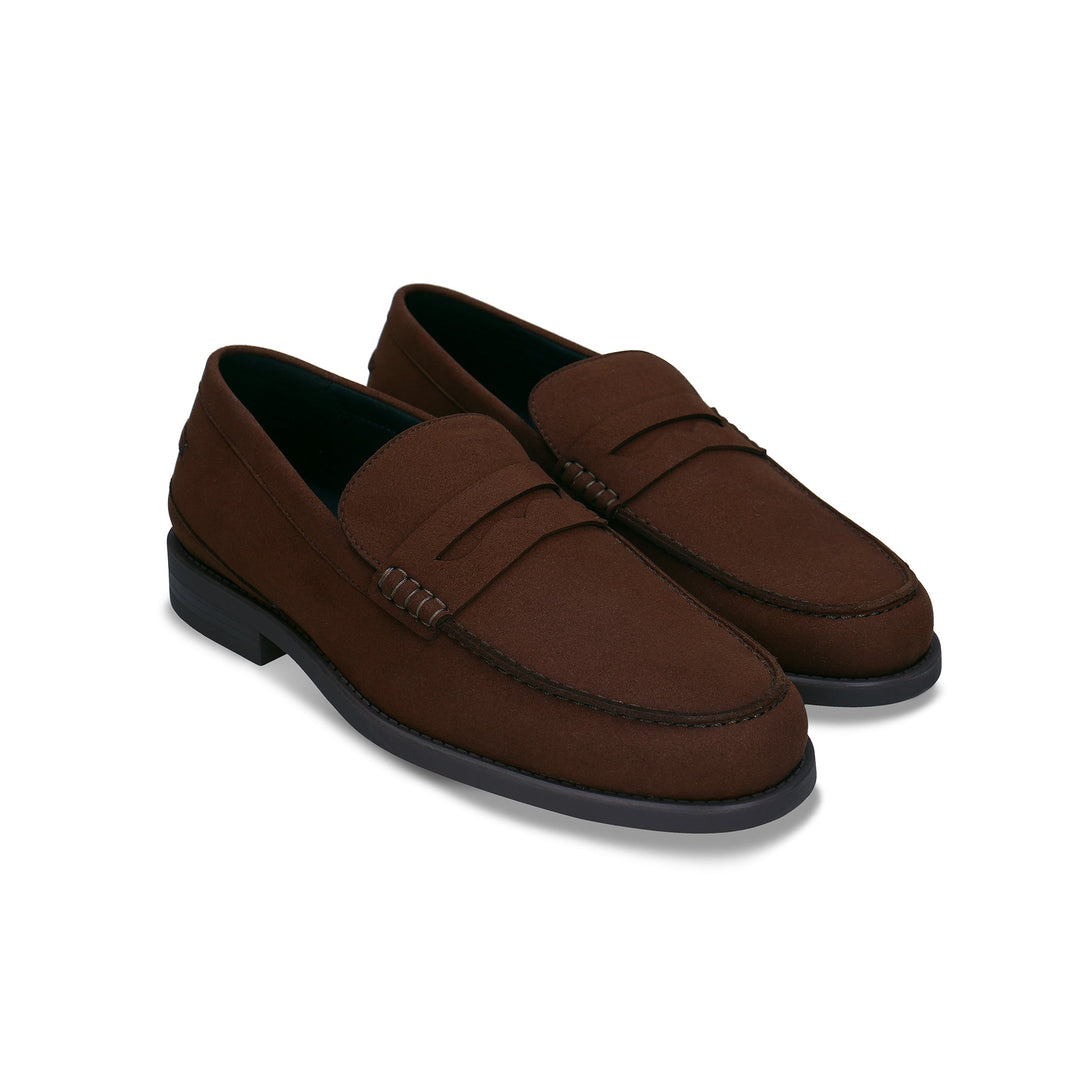 LEVI Brown vegan loafer top view — NAE Vegan Shoes men&