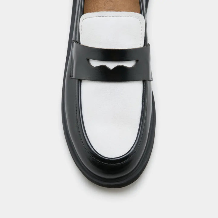 mocassins vegan confortables noir et blanc