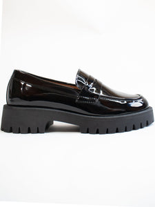 mocassins noirs à semelles épaisses chunky