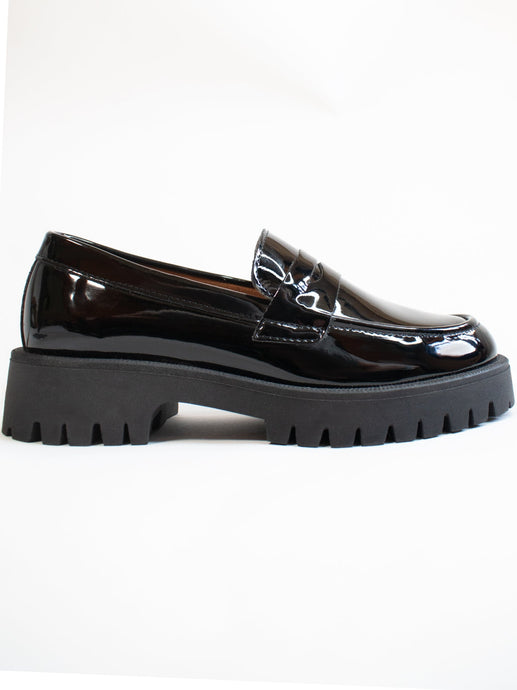 mocassins noirs à semelles épaisses chunky
