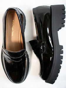 mocassins noirs à semelles épaisses chunky