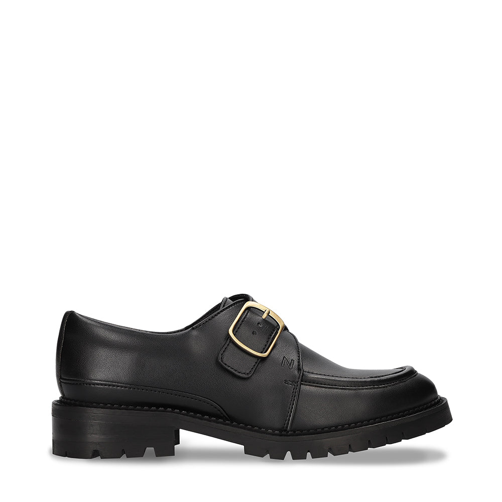 mocassins vegan noire pour femme avec boucle