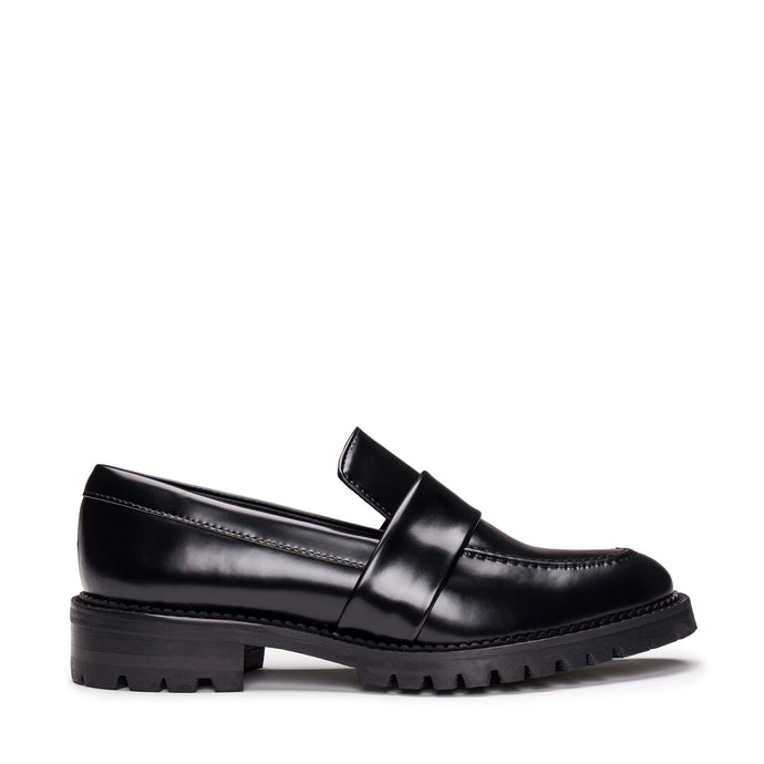 mocassins noirs pour femme en cuir vegan