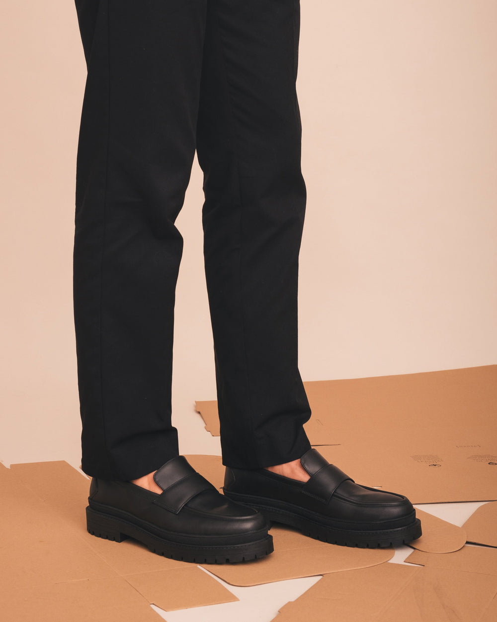 Mocassins noir en cuir vegan pour homme