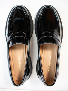 mocassins noirs à semelles épaisses chunky