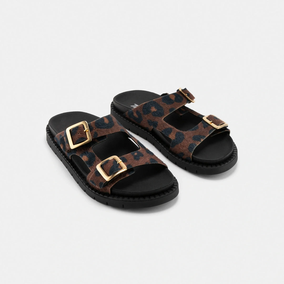 Mule sandale praia leopard zeta