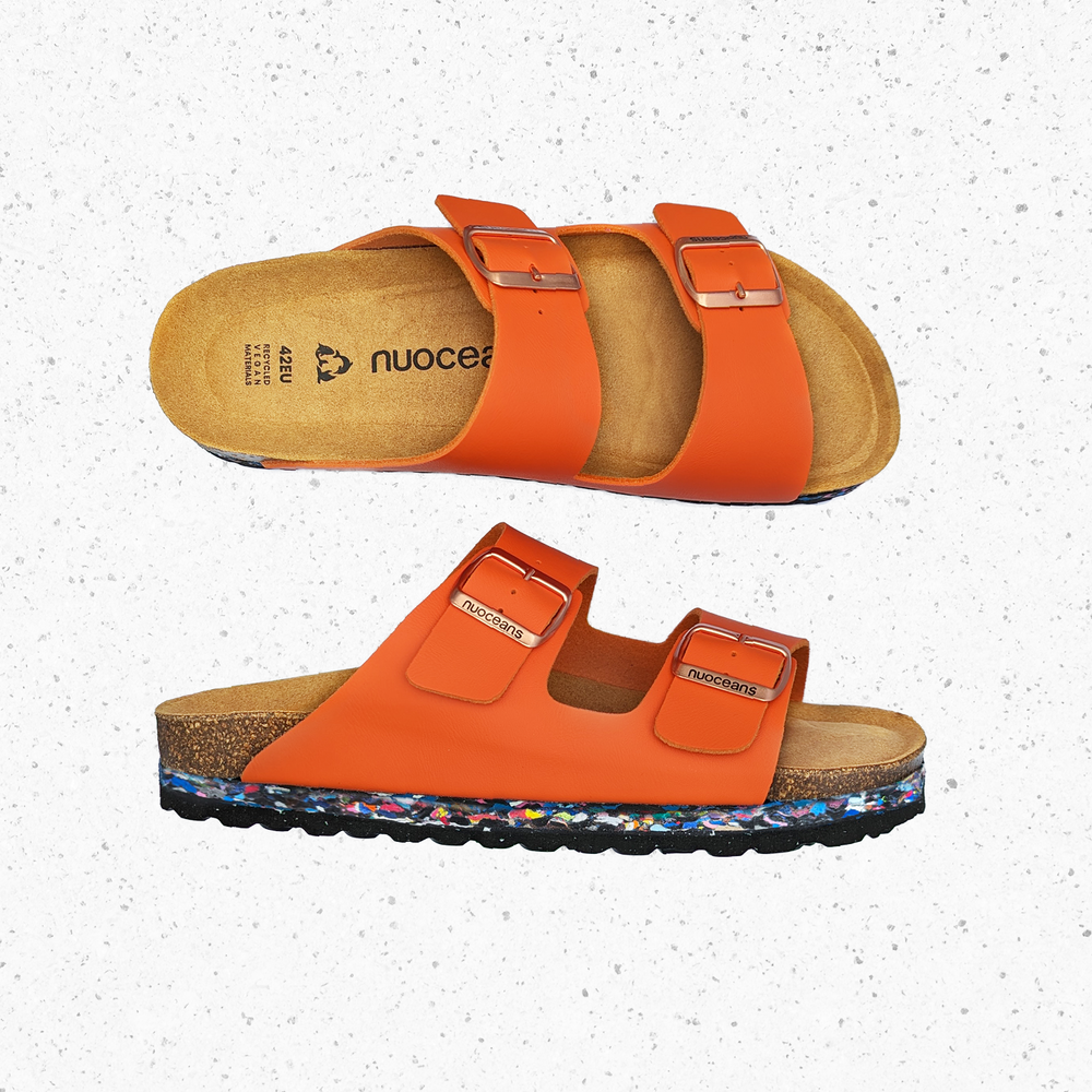 mules à deux brides orange