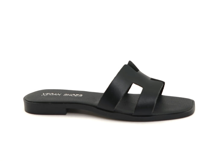 mules en cuir vegan noir