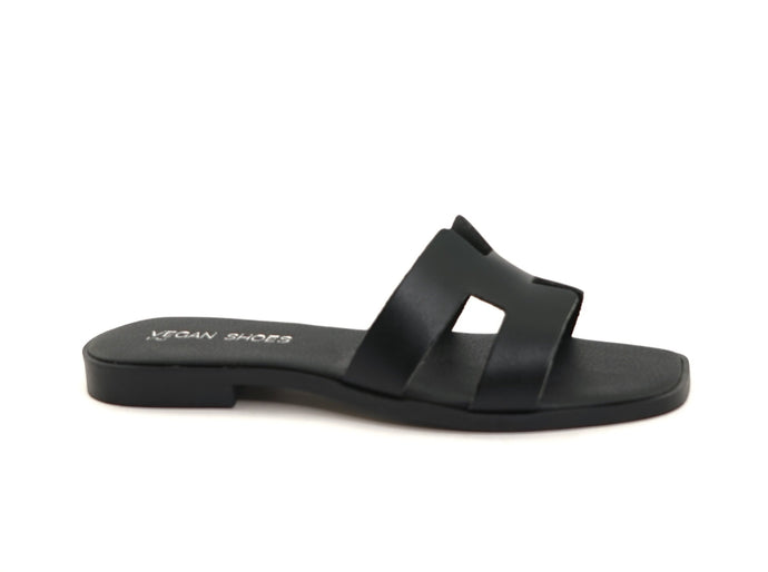 mules en cuir vegan noir