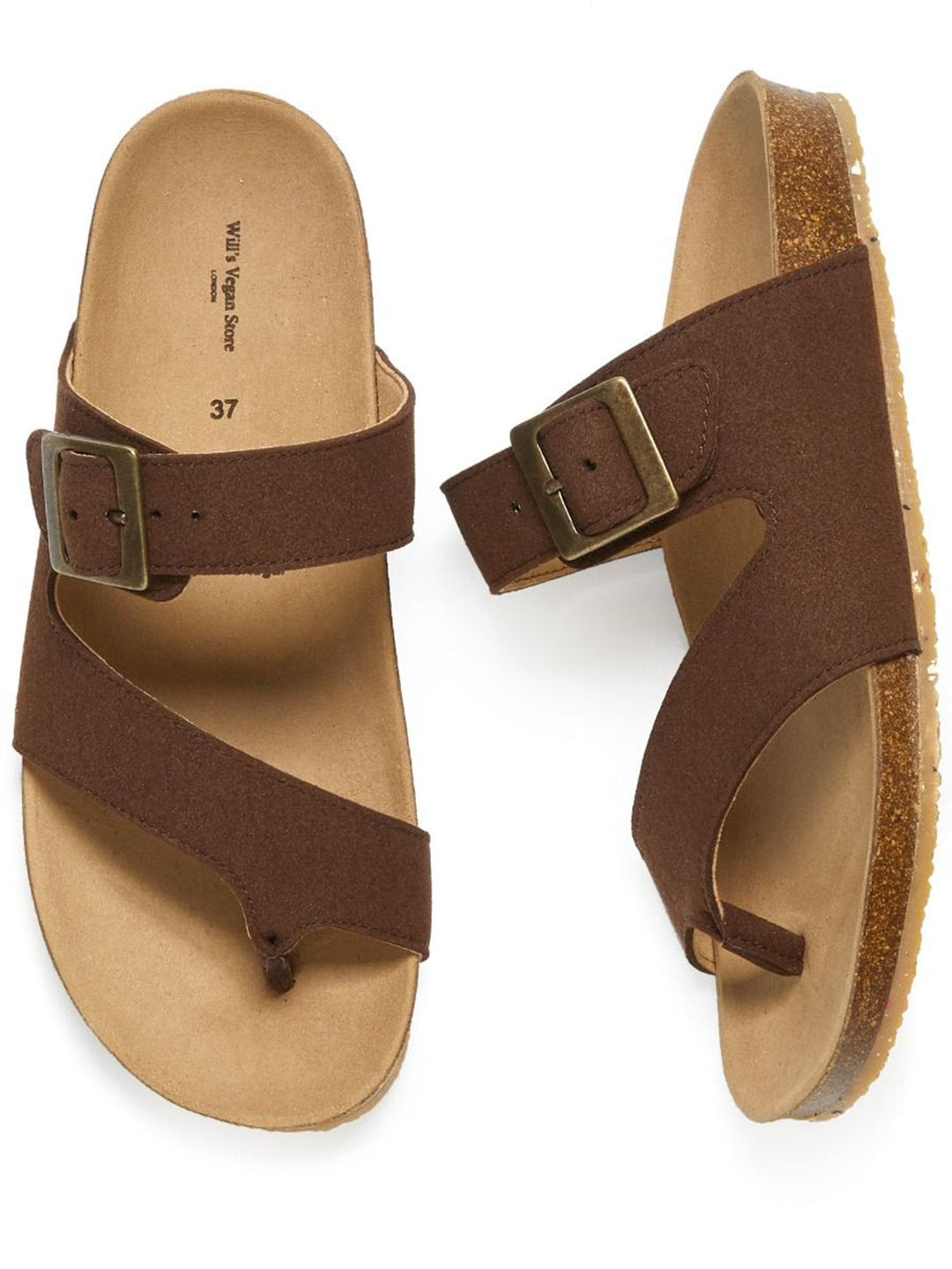 nu pieds en daim vegan marron