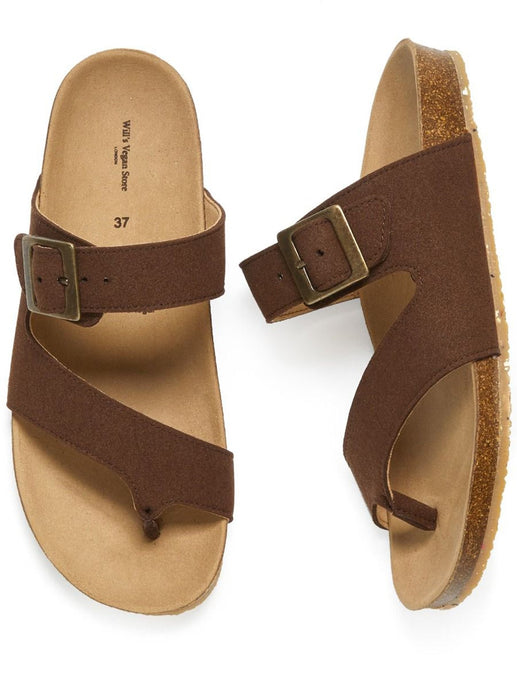nu pieds en daim vegan marron