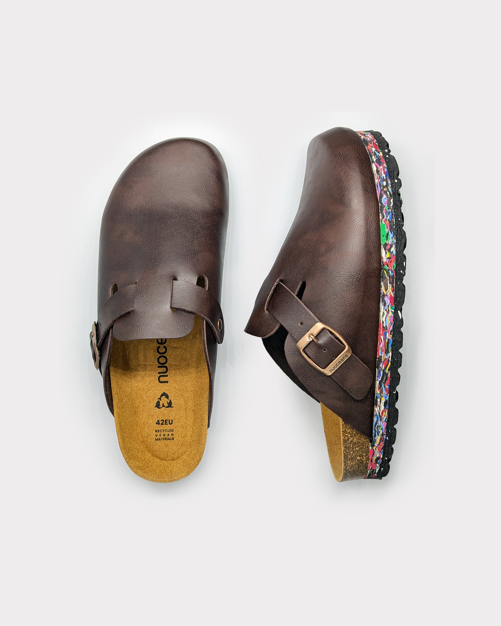 Sabots en cuir vegan marron
