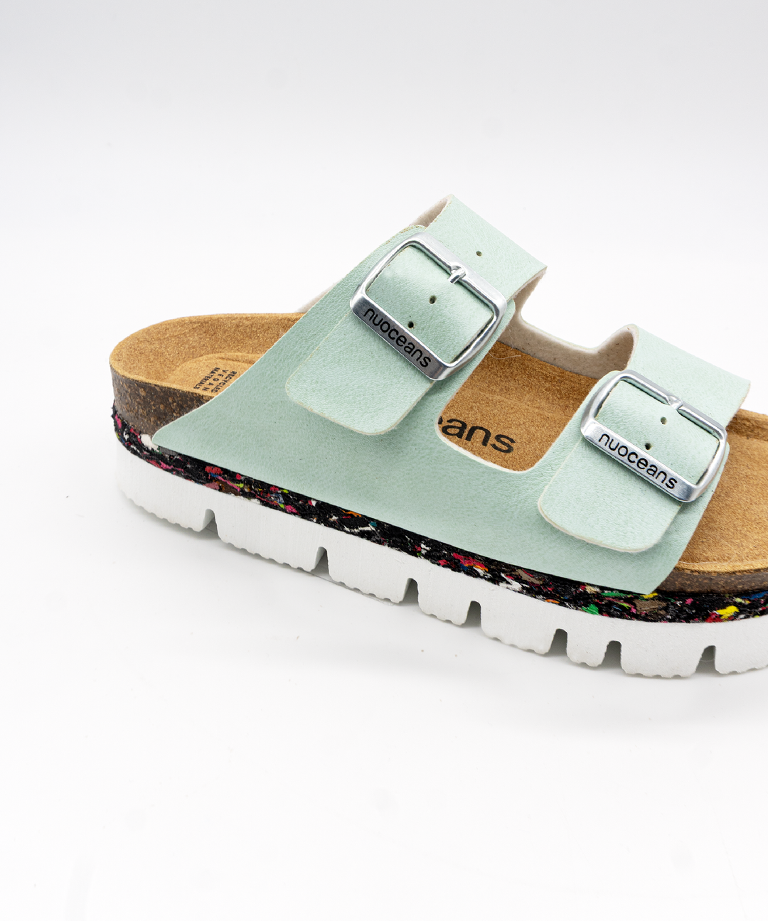 Sandales turquoise éco responsable de la marque Nuoceans