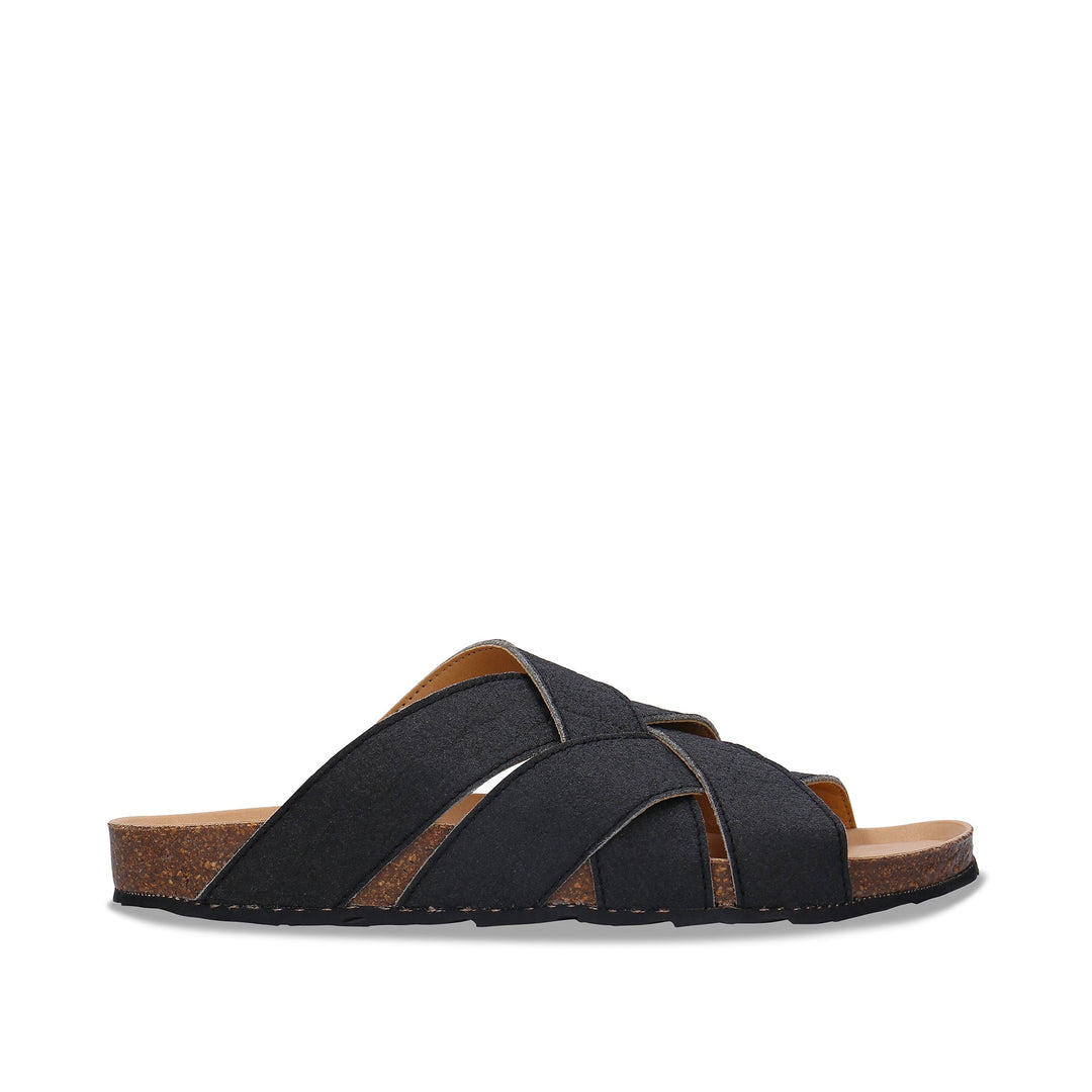 sandales nus pieds en pinatex noir