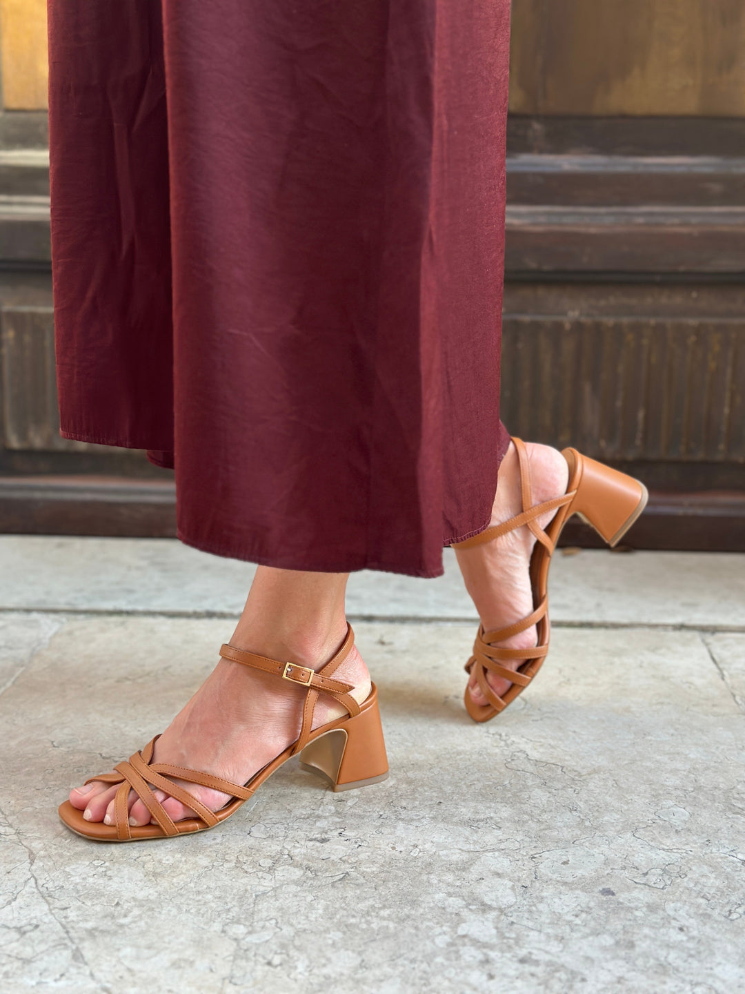 sandales à talons vegan marron