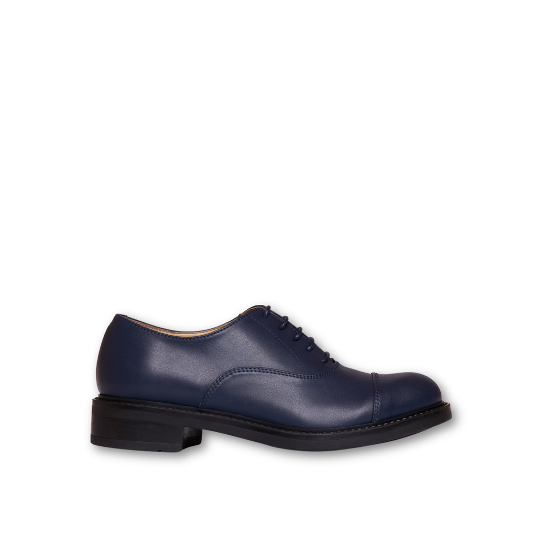 chaussures femme oxford en cuir vegan bleu 
