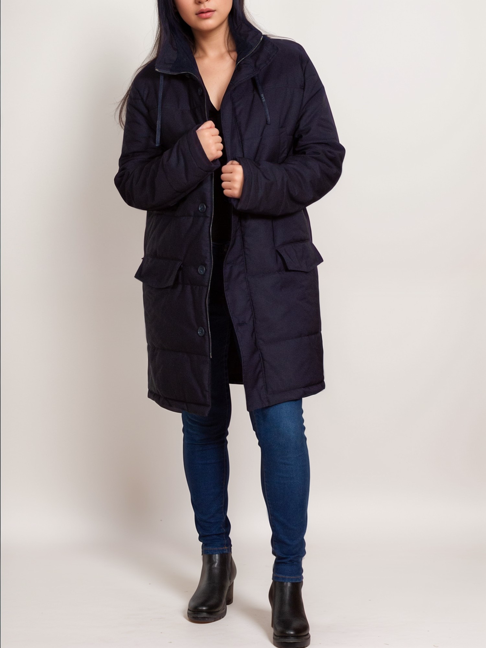 parka bleu marine sans plumes