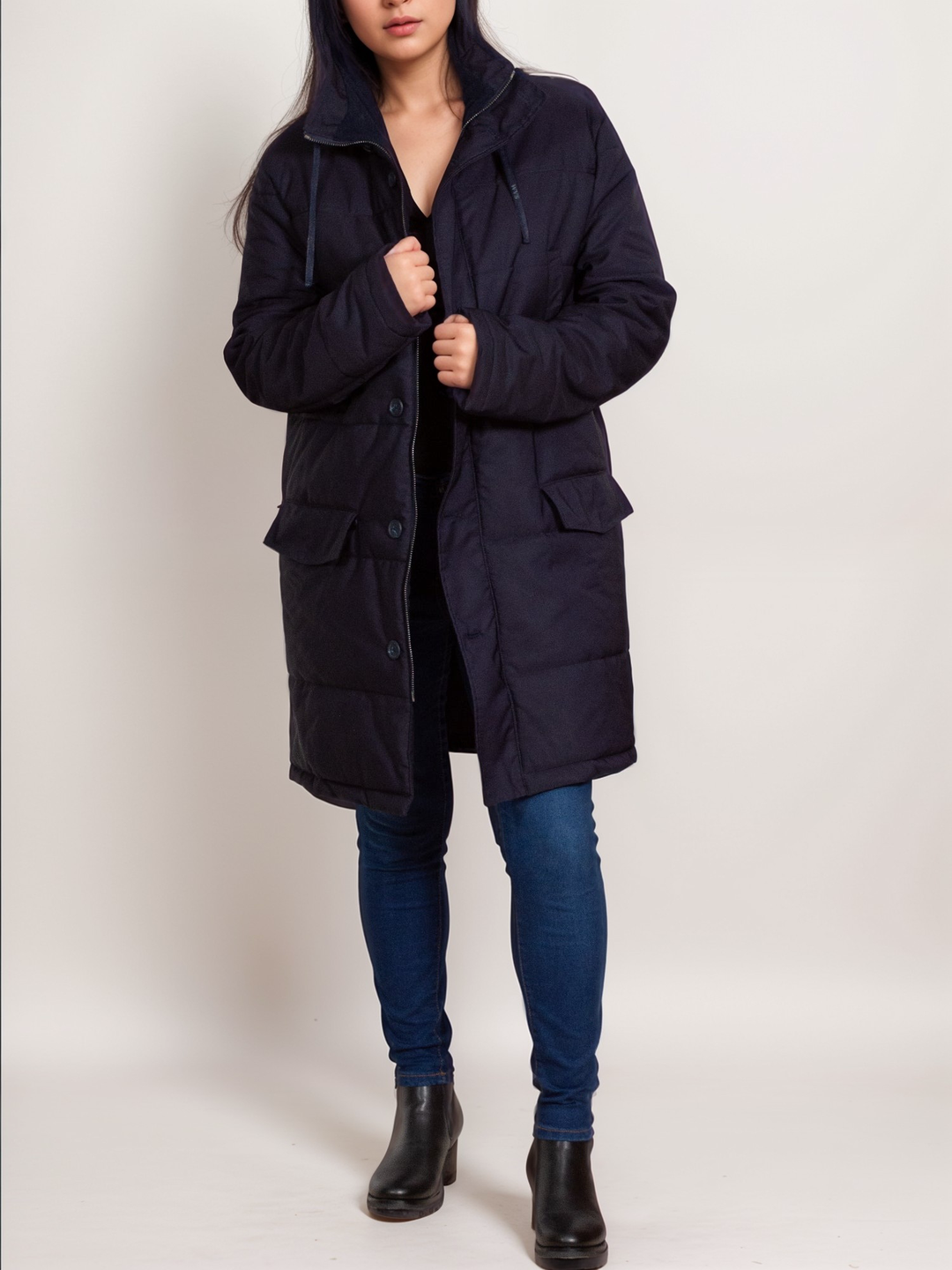 parka bleu marine sans plumes