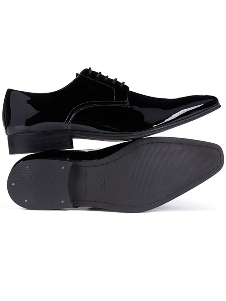 derbies noires vernies brillantes bout pointu