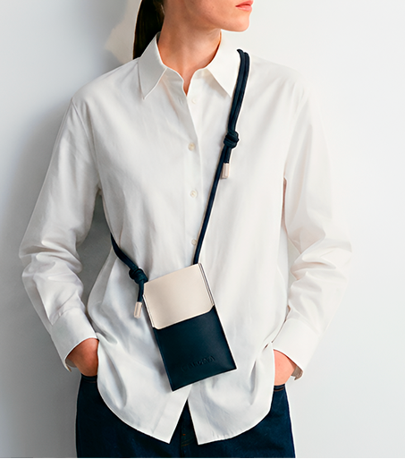Pochette pour téléphone vegan noir et creme