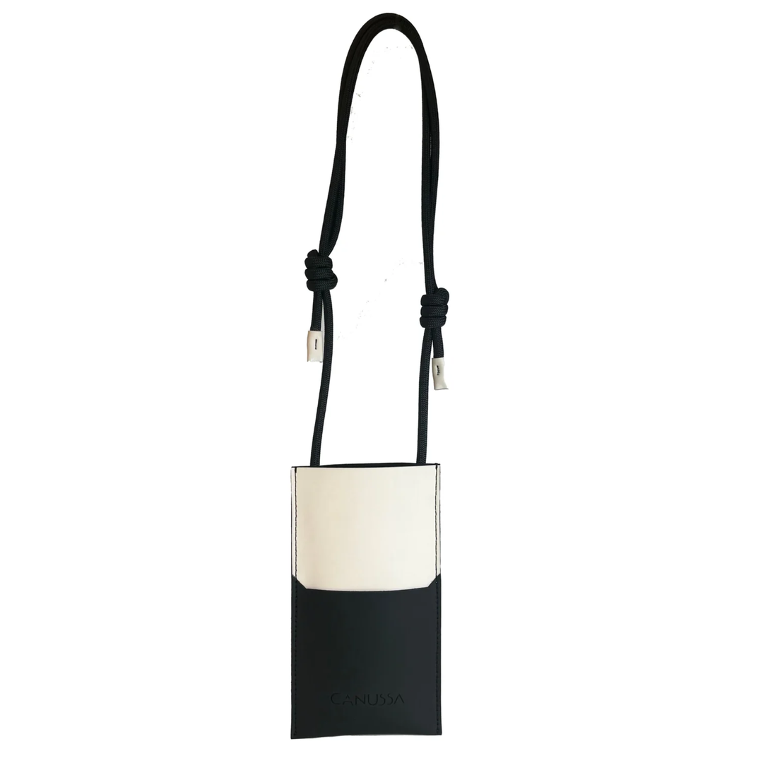 Pochette pour téléphone écoresponsable noir et crème