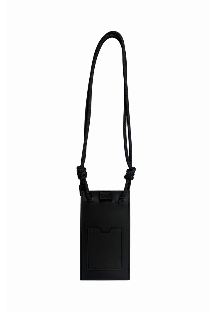 pochette pour téléphone vegan noir en cuir de maïs