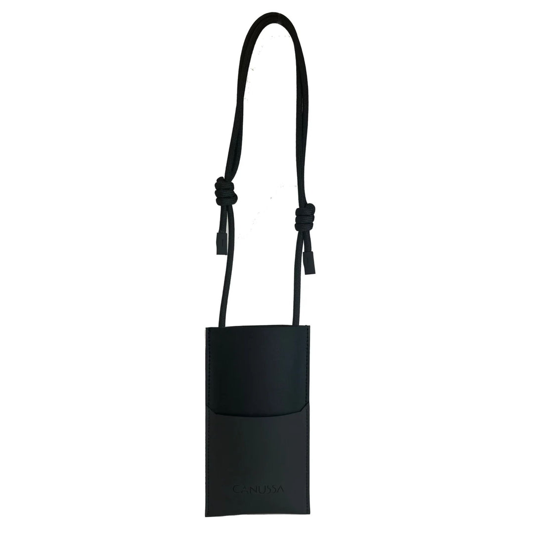 pochette pour téléphone vegan noir en cuir de maïs