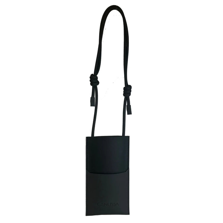 pochette pour téléphone vegan noir en cuir de maïs