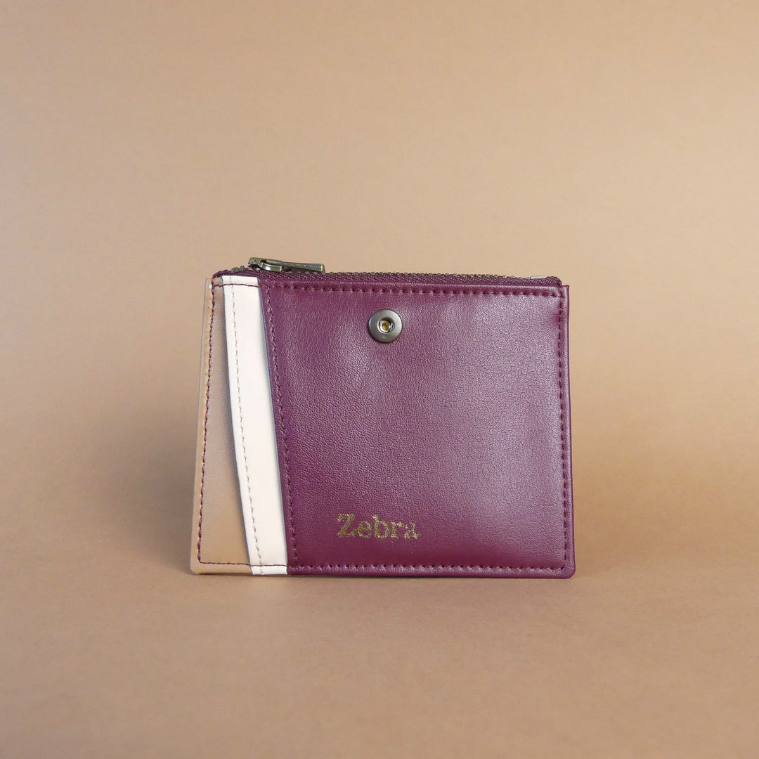 porte-carte bordeau en cuir vegan de raisin