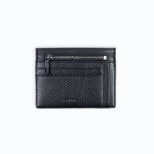 Charger l&#39;image dans la galerie, Porte-cartes vegan lézard noir avec fermeture zippée, design chic et minimaliste