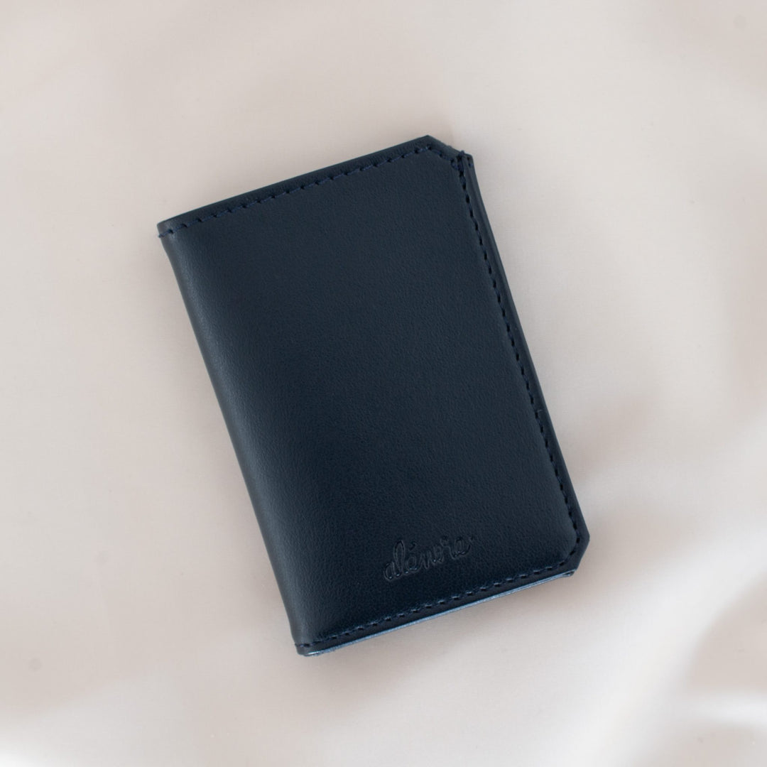 porte-cartes vegan bleu marine