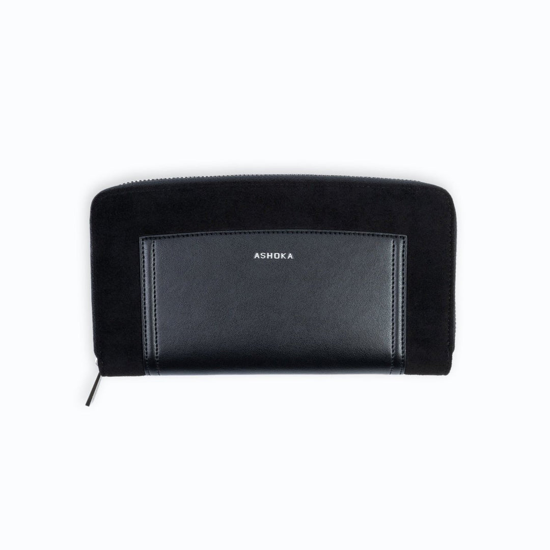 Portefeuille Couture Uppeal™ oxymore noir, chic parisien, compact et élégant, matières vegan et écoresponsables, poches intérieures et extérieure