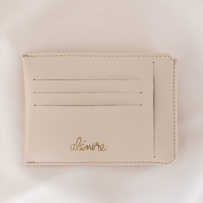 portefeuille cuir vegan de pomme couleur nude
