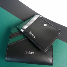 Charger l'image dans la galerie, portefeuille en cuir vegan noir modulable