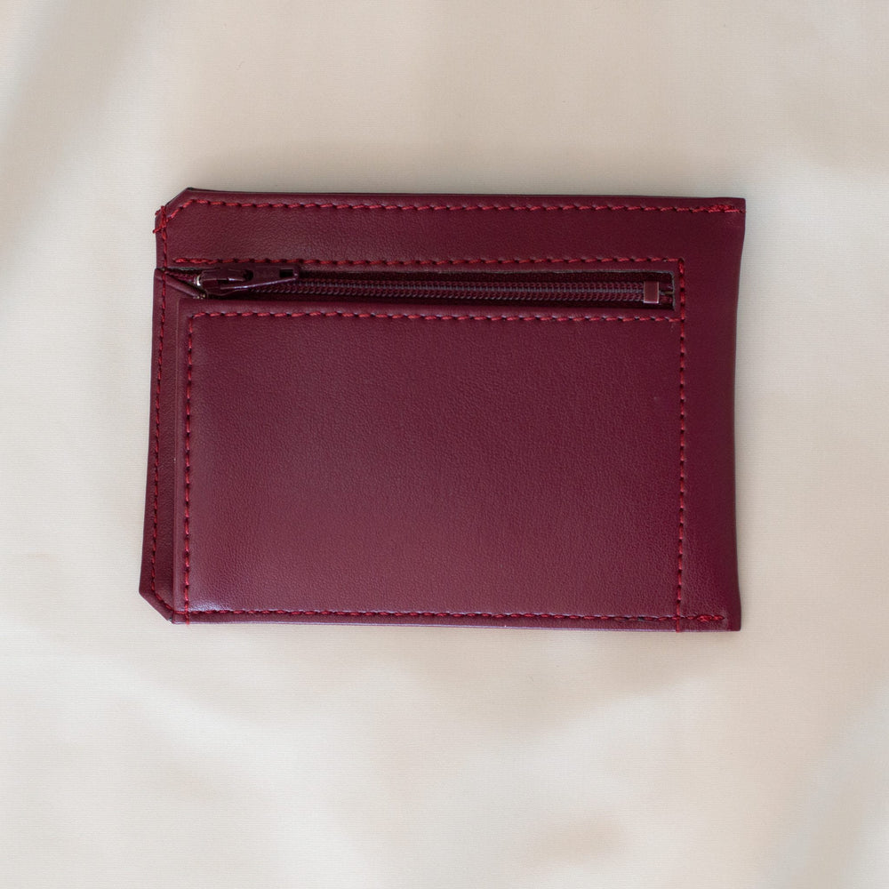 portefeuille en cuir vegan Bordeaux