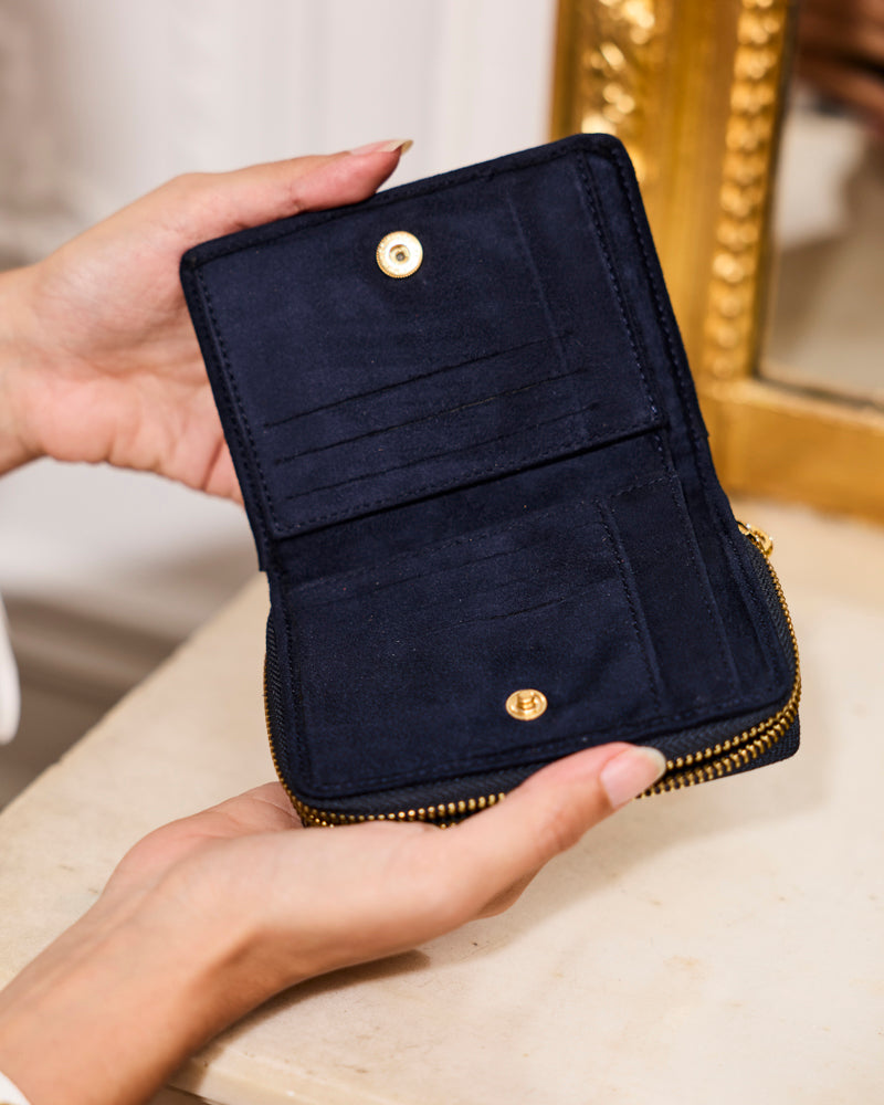 Portefeuille vegan Exquis Edwige Bleu de la marque Minuit sur Terre