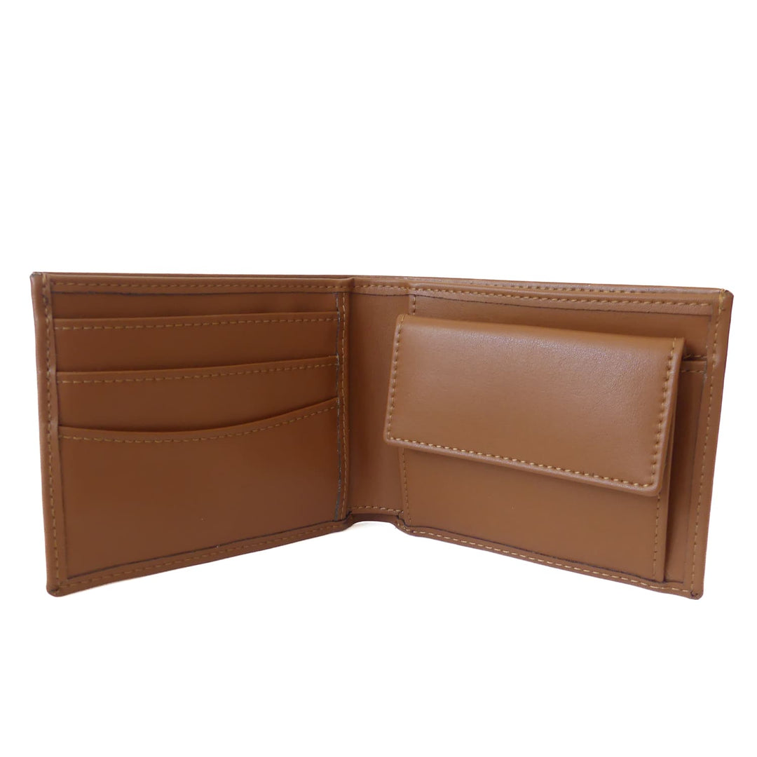 portefeuille ouvert en cuir vegan de raisin couleur marron caramel