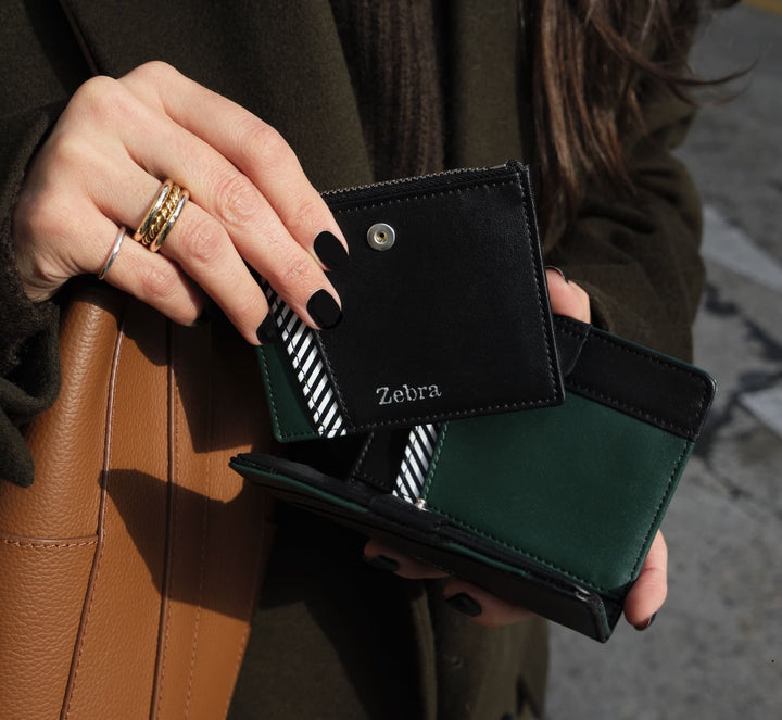 portefeuille en cuir vegan noir modulable