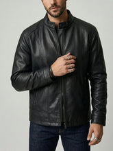 Laden Sie das Bild in den Galerie-Viewer, Veste en cuir vegan pour homme style racer