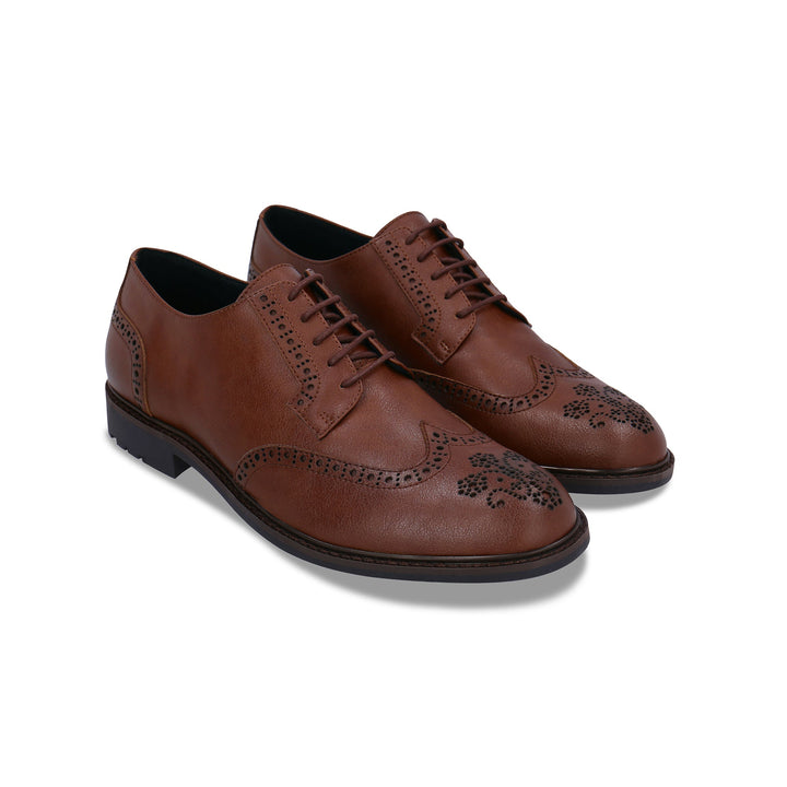 Richelieu vegan pour homme marron avec motifs brogues