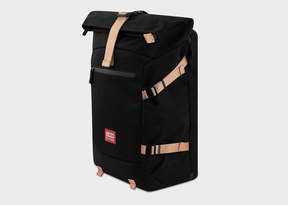 grand sac à dos de rando en chanvre noir