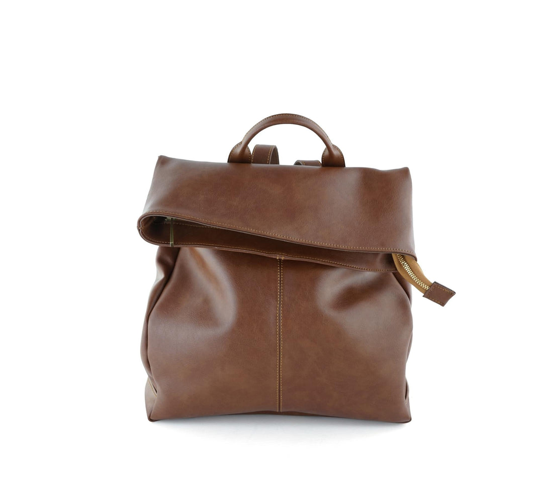 sac à dos en cuir vegan marron