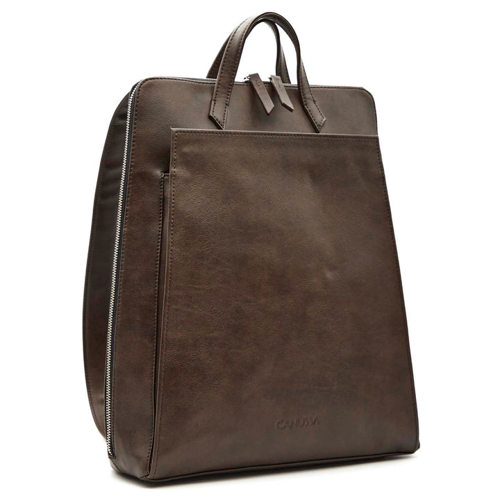 Sac à dos en cuir vegan marron pour ordinateur portable